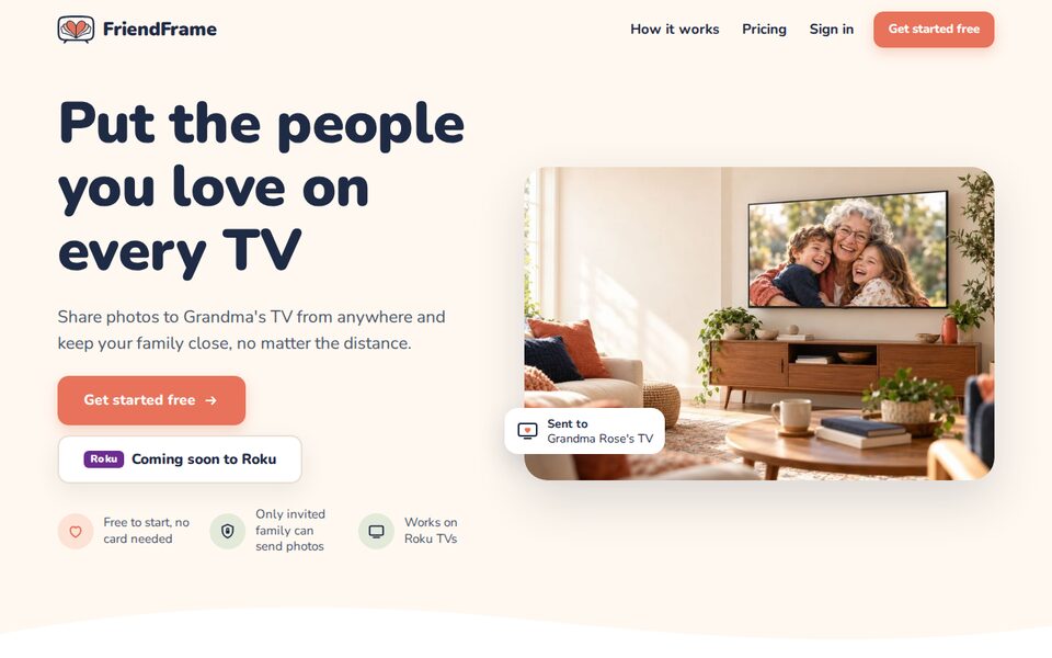 FriendFrame website screenshot
