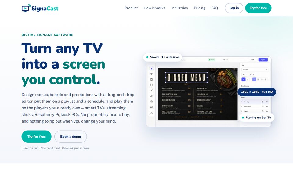 SignaCast website screenshot